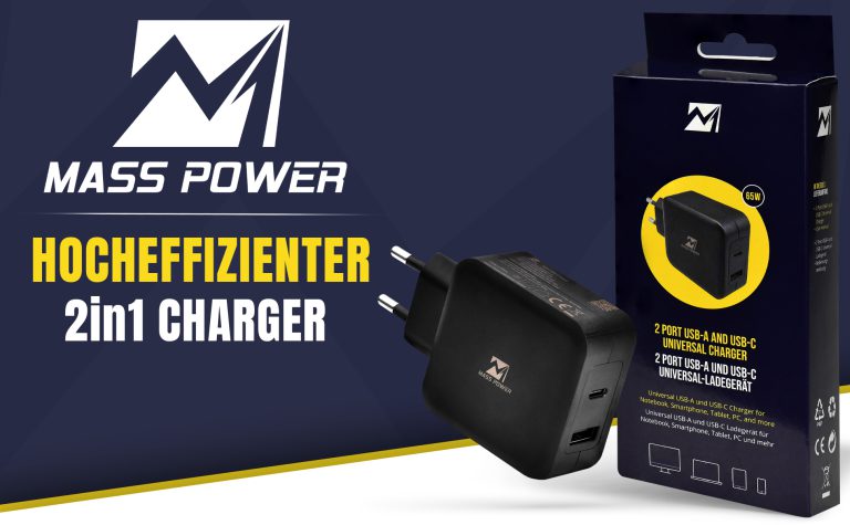 Mass Power 65W charger hocheffizienter 2in1 charger